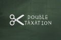 Scissors and Double taxation text on chalkboard