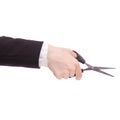 The scissors in female hand business woman Royalty Free Stock Photo