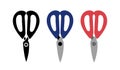 Scissors flat icon set. Equipment sketch. Professional sewing tool. Vector illustration symbol