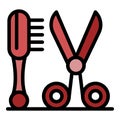 Scissors groomer brush icon color outline vector Royalty Free Stock Photo