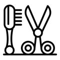 Scissors groomer brush icon, outline style Royalty Free Stock Photo