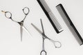 Scissors, hairbrush hairstyle set. barber set Royalty Free Stock Photo