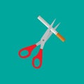 Scissors icon with cigarete Royalty Free Stock Photo