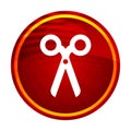 Scissors icon creative red round button illustration design