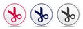 Scissors icon crystal flat round button set illustration design Royalty Free Stock Photo