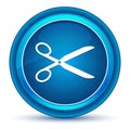 Scissors icon eyeball blue round button