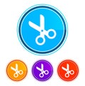 Scissors icon flat design round buttons set illustration design Royalty Free Stock Photo