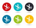 Scissors icon flat round button set illustration design Royalty Free Stock Photo