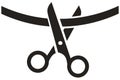 Scissors icon in flat style. Cutting ribbon vector illustration on white isolated background.