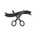 Scissors icon in flat style. Cutting ribbon vector illustration on white isolated background. Ceremonial business concept