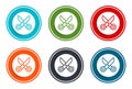 Scissors icon flat vector illustration design round buttons collection 6 concept colorful frame simple circle set Royalty Free Stock Photo