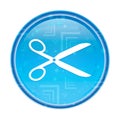 Scissors icon floral blue round button Royalty Free Stock Photo