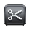 Scissors icon glossy grey.