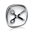 scissors icon grey glass.