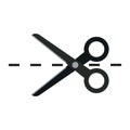 Scissors icon,incision path, tailor business, fully editable vector image