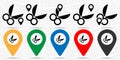 Scissors icon in location set. Simple glyph, flat illustration element of education theme icons