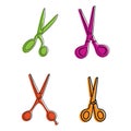 Scissors icon set, color outline style Royalty Free Stock Photo