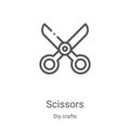 scissors icon vector from diy crafts collection. Thin line scissors outline icon vector illustration. Linear symbol for use on web