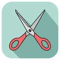 Scissors icon vector in flat style with black outline