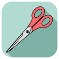 Scissors icon vector in flat style with black outline