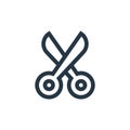 scissors icon vector from handcrafts concept. Thin line illustration of scissors editable stroke. scissors linear sign for use on