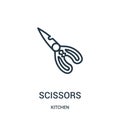scissors icon vector from kitchen collection. Thin line scissors outline icon vector illustration Royalty Free Stock Photo