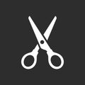 Scissors icon white silhouette over black