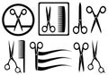 Scissors icons with comb for hair salon Royalty Free Stock Photo