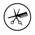 Scissors icons with comb for hair salon