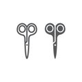 Scissors line and glyph icon, barber and tool, cut sign, vector graphics, a linear pattern on a white background.