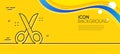 Scissors line icon. Cutting tool sign. Tailor utensil. Minimal line yellow banner. Vector