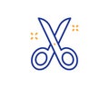 Scissors line icon. Cutting tool sign. Tailor utensil. Vector