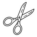 Scissors linear vector icon in doodle sketch style