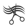 Scissors and a lock of hair, vector illustration isolated on a white background Royalty Free Stock Photo