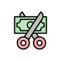 scissors money icon. Simple color with outline vector elements of bankruptcy icons for ui and ux, website or mobile application