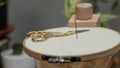 Scissors and Needle on fabric with a Stand Hoop, craft and needlework