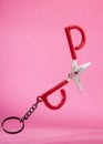 Scissors opened isolated in pink background