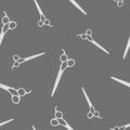 Scissors pattern seamless in simple style illustration. Hairdressing scissors. hairdressing scissors. Grey background