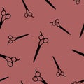 Scissors pattern seamless in simple style illustration. Hairdressing scissors. hairdressing scissors. Red background Royalty Free Stock Photo
