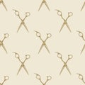 Scissors pattern tile background seamless vintage barber shop symbol emblem label collection