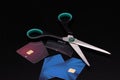 Scissors and pieces of credit card.Get out of debt Royalty Free Stock Photo