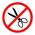 Scissors prohibition sign. Vector illustration