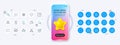 Scissors, Puzzle and Bitcoin pay line icons. For web app, printing. Phone mockup with 3d star icon. Vector