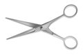 Scissors realistic. Silver metallic shears. Classic 3D cutting hairdresser and barber tool. Sewing tailor instrument or stationery