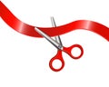 Scissors and red ribbon