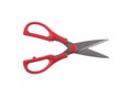 Scissors with red plastic handles isolated on white background Royalty Free Stock Photo