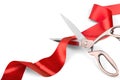 Scissors Cutting Red Ribbon