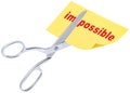Scissors remove the word impossible to read possible