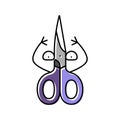 scissors school character color icon vector illustration