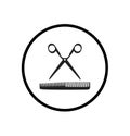 Scissors silhouette icon with comb for hair salon Royalty Free Stock Photo